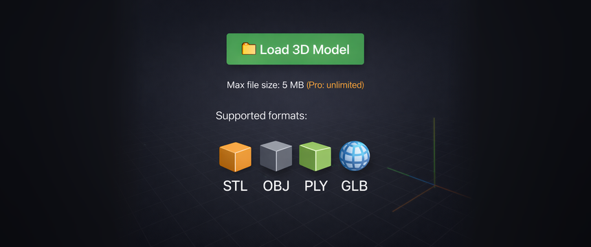 Import common mesh formats – STL, OBJ, PLY, GLB